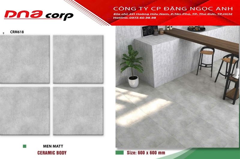  60*60 CRM618 Gạch lát nền men matt (T=4V=1.44M) 