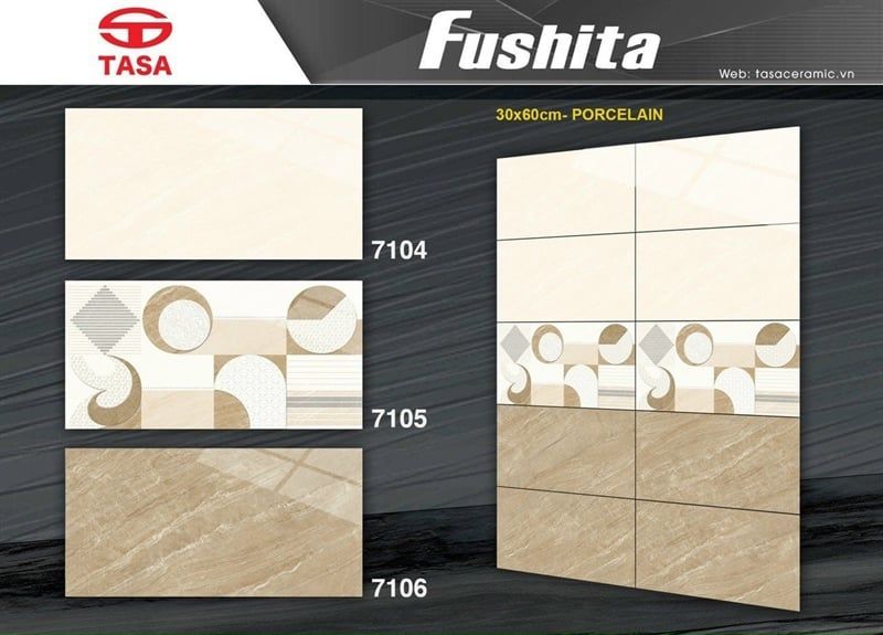  30*60 FST7106 Gạch ốp tường đá bóng màu Đậm (1.44m/8v/th) 