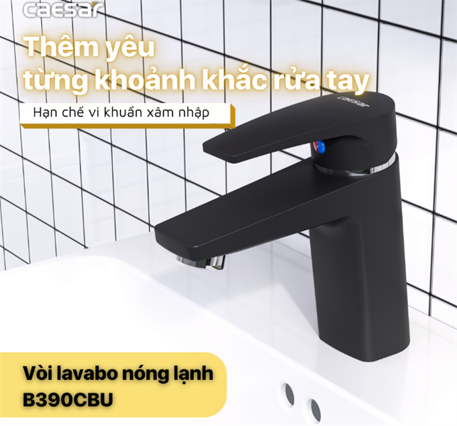  Vòi lavabo Caesar NL B390CBU - đen ( bao gồm xả nhấn ). H= 140, H1= 75, L=121 