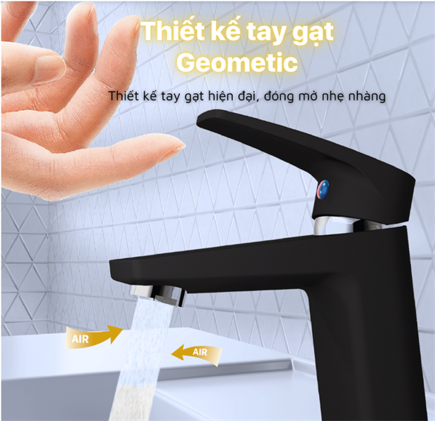  Vòi lavabo Caesar NL B390CBU - đen ( bao gồm xả nhấn ). H= 140, H1= 75, L=121 