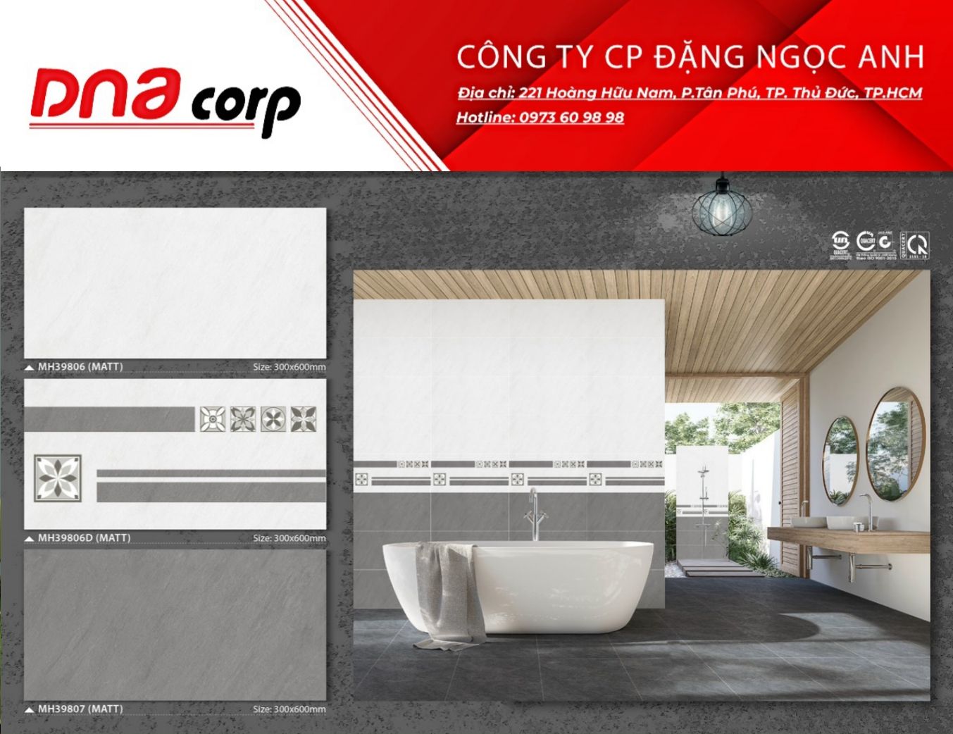  Gạch ốp tường 30*60 MH39806 - MH39806D - MH39807 