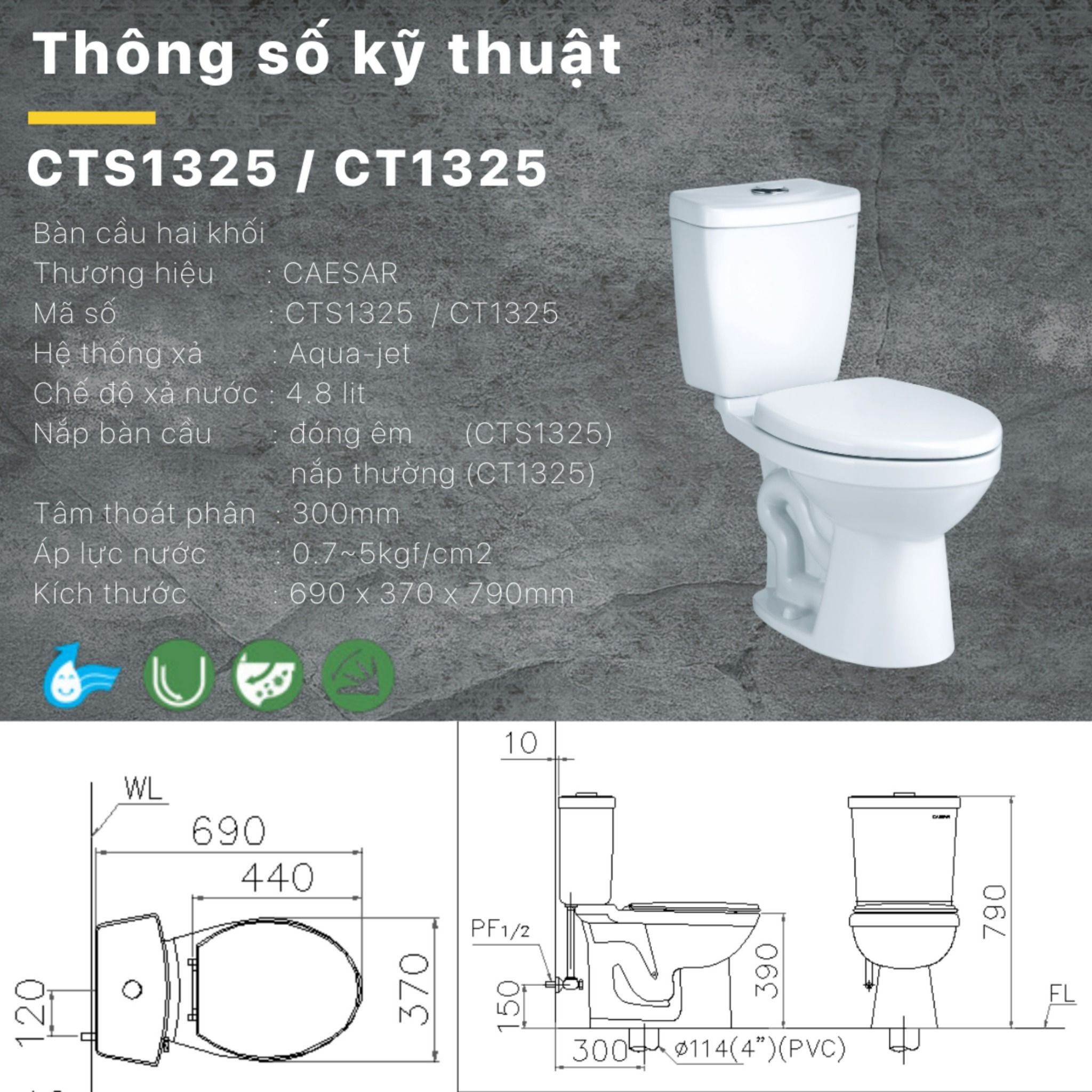  Bàn cầu CT1325 - CTS1325 