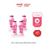 Lốc sữa chua uống Meiji vị dâu - bổ sung lợi khuẩn | 4 chai/lốc | 150ml/chai