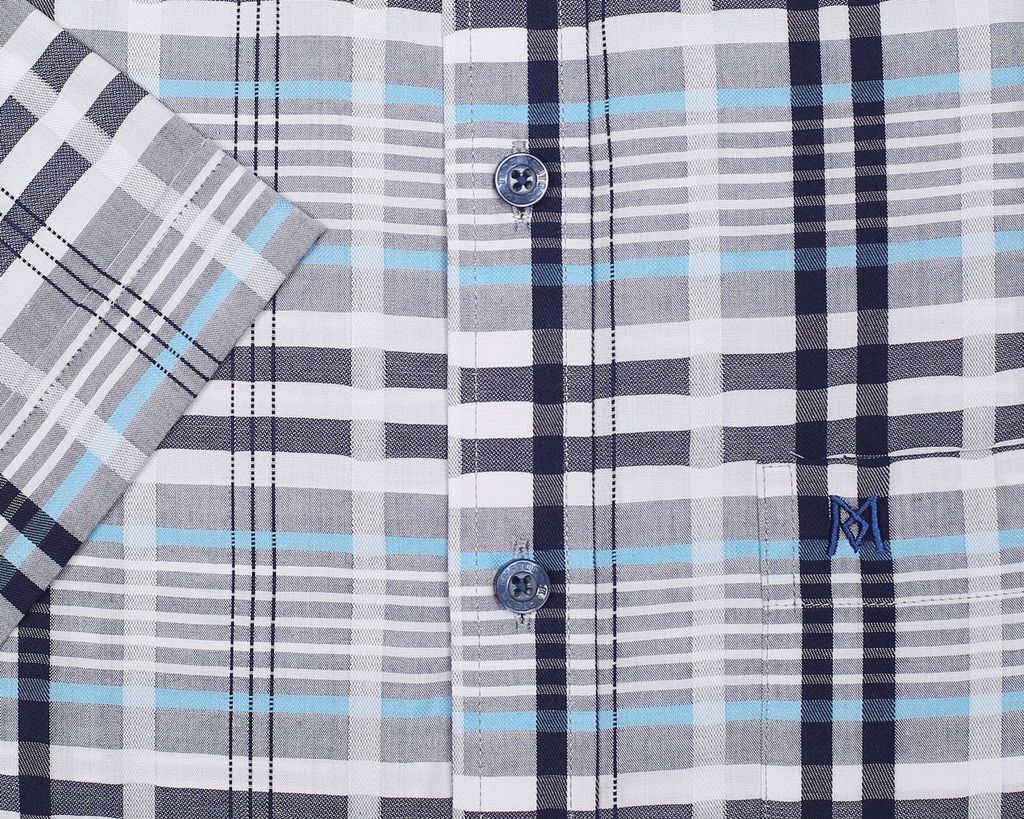 Áo sơ mi nam ngắn tay kẻ caro A1MN388T2-CNCR242-2307-N