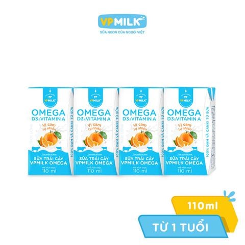 Sữa trái cây VPMILK Omega vị cam tự nhiên hộp 110ml/180ml