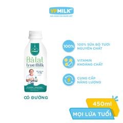 Sữa Tươi Thanh Trùng Đà Lạt True Milk không đường/ít đường (200ml/450ml/950ml)