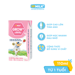 Thùng 48 hộp sữa Tiệt Trùng VPMilk Grow+ Có Đường/Ít Đường/ Vị Dâu (110ml/180ml)