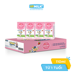 Thùng 48 hộp sữa Tiệt Trùng VPMilk Grow+ Có Đường/Ít Đường/ Vị Dâu (110ml/180ml)