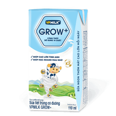Thùng 48 hộp sữa Tiệt Trùng VPMilk Grow+ Có Đường (110ml/180ml)
