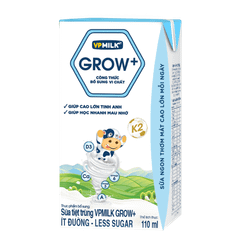 Thùng 48 hộp sữa Tiệt Trùng VPMilk Grow+ Ít Đường (110ml/180ml)