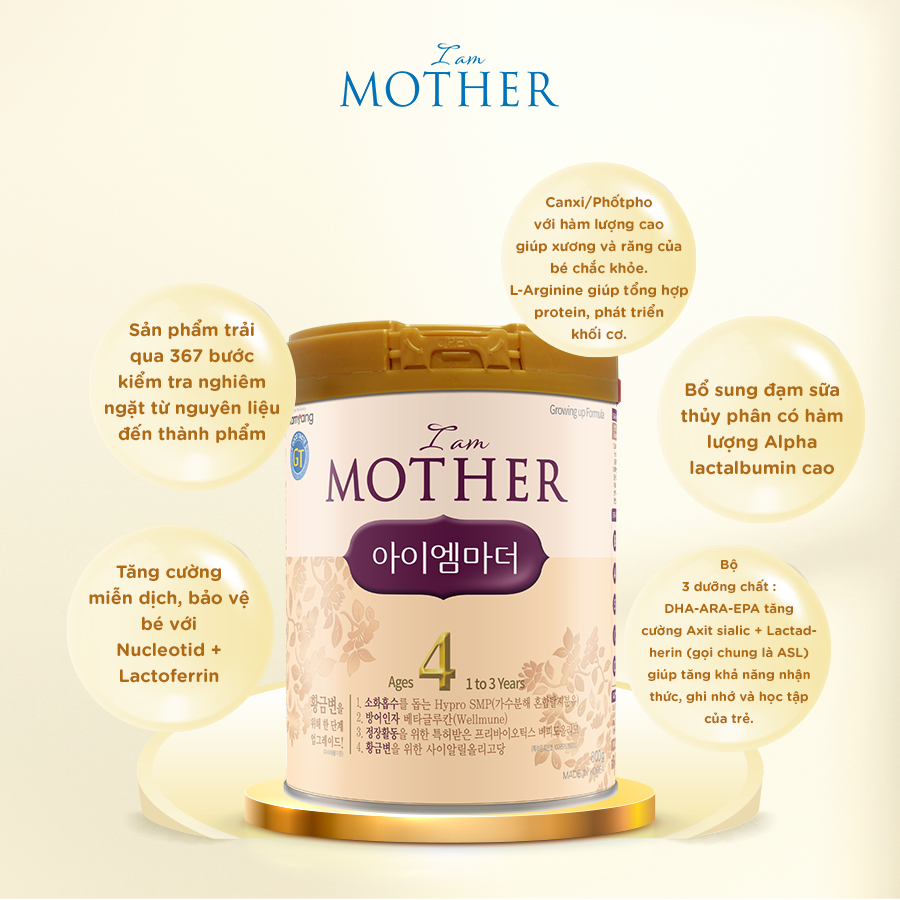 Sữa Bột I Am Mother 4 nhập khẩu nguyên lon cho trẻ từ 1-3 tuổi (800g)