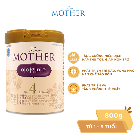 Sữa Bột I Am Mother 4 nhập khẩu nguyên lon cho trẻ từ 1-3 tuổi (800g)