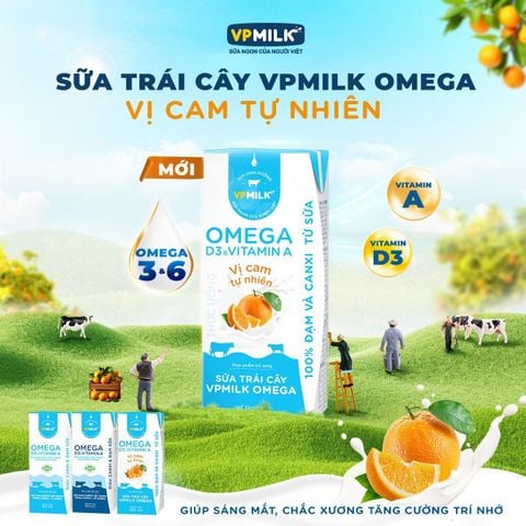 Sữa trái cây VPMILK Omega vị cam tự nhiên hộp 110ml/180ml