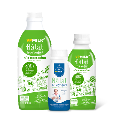 Sữa chua uống VPMilk Đà Lạt True Yogurt dinh dưỡng cao 200ml/450ml/950ml - CHỈ GIAO HÀNG TẠI HCM và NỘI THÀNH HÀ NỘI
