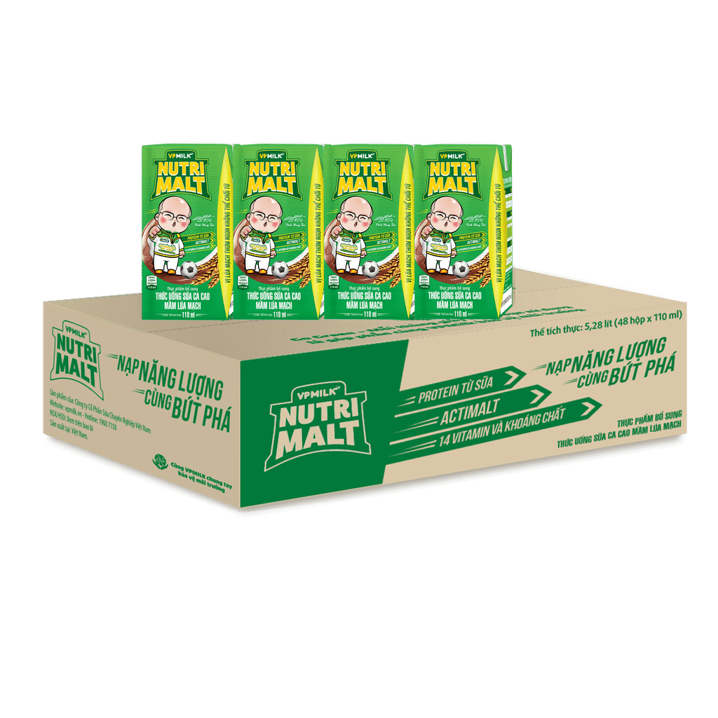 Thùng 48 hộp sữa Ca Cao Mầm Lúa Mạch Đen Nutrimalt đầy đủ dưỡng chất cho trẻ trên 1 tuổi (110ml/180ml)