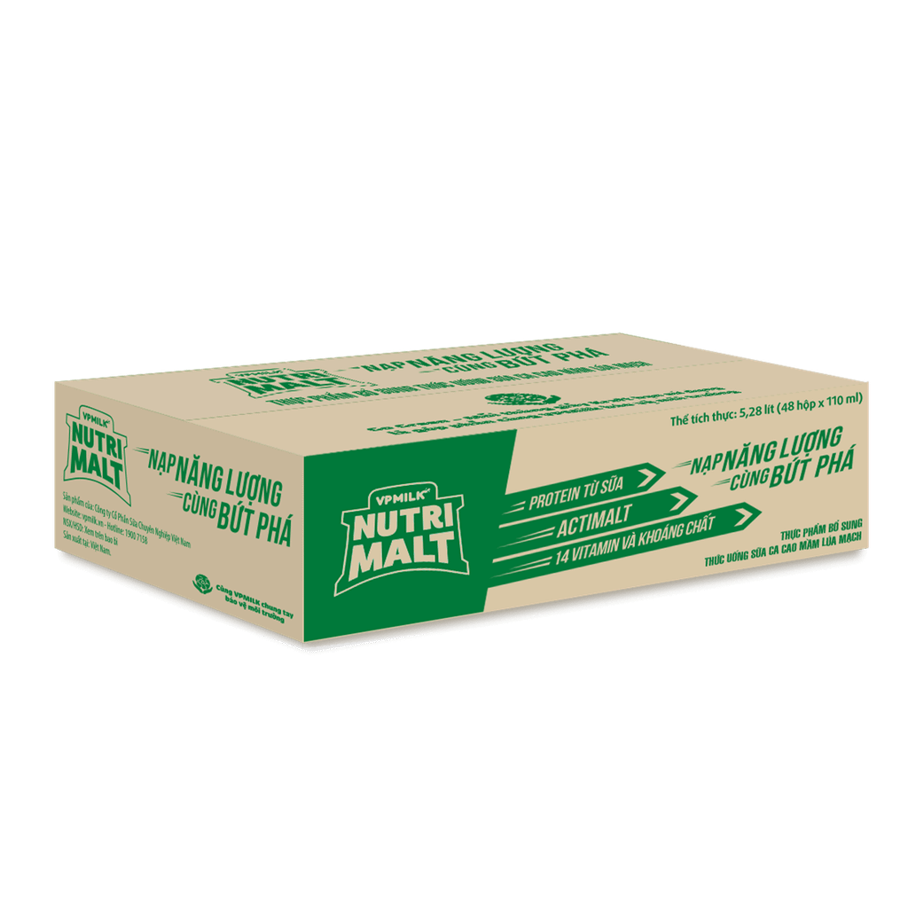 Thùng 48 hộp sữa Ca Cao Mầm Lúa Mạch Đen Nutrimalt đầy đủ dưỡng chất cho trẻ trên 1 tuổi (110ml/180ml)