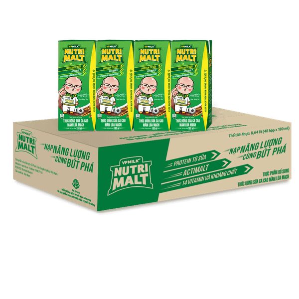 Thùng 48 hộp sữa Ca Cao Mầm Lúa Mạch Đen Nutrimalt đầy đủ dưỡng chất cho trẻ trên 1 tuổi (110ml/180ml)