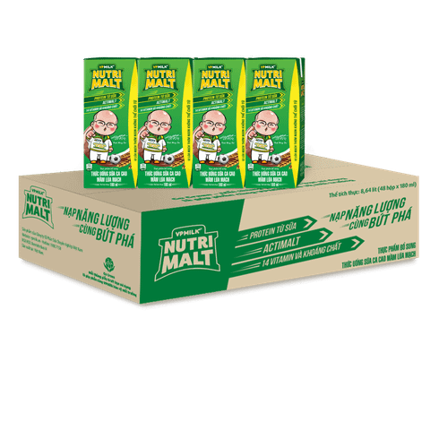Thùng 48 hộp sữa Ca Cao Mầm Lúa Mạch Đen Nutrimalt đầy đủ dưỡng chất cho trẻ trên 1 tuổi (110ml/180ml)
