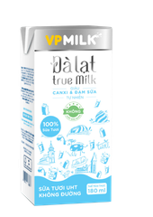 Sữa Tươi Nguyên Chất UHT Đà Lạt True Milk KHÔNG ĐƯỜNG 180ml