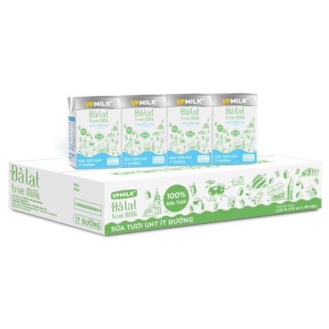 Sữa Tươi Nguyên Chất UHT Đà Lạt True Milk ÍT ĐƯỜNG (110ml/180ml)