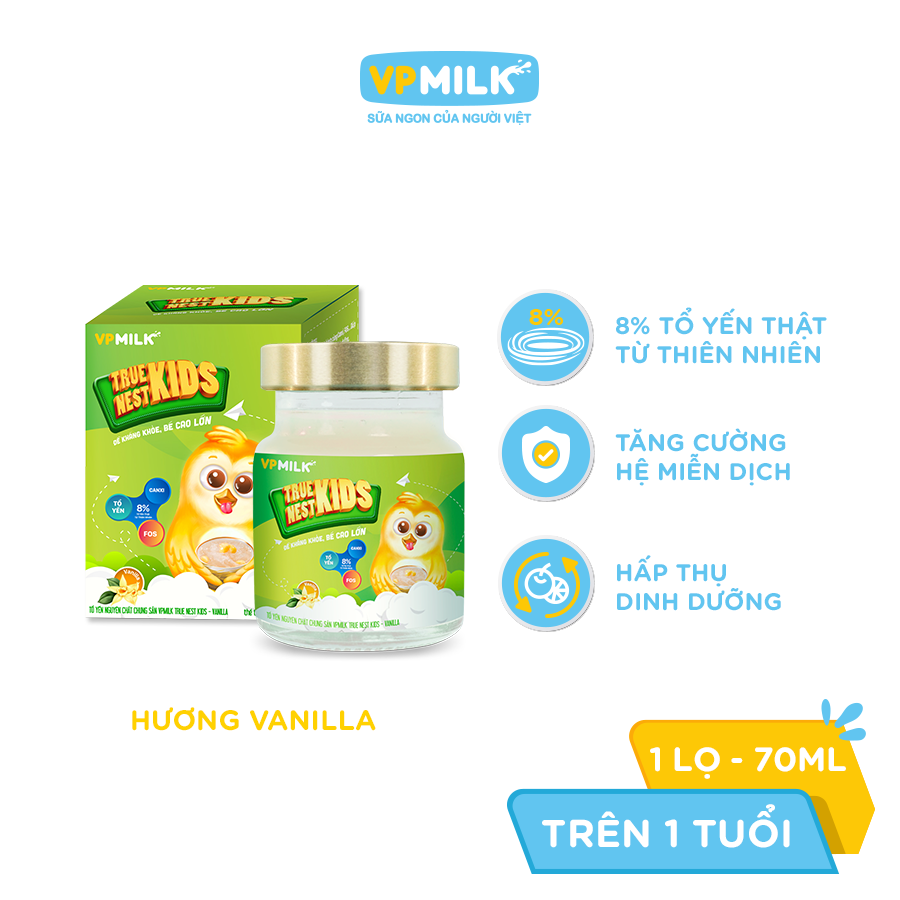 Nước Yến Nguyên Chất Chưng sẵn Vị Vanilla/Vị Dâu cho trẻ em