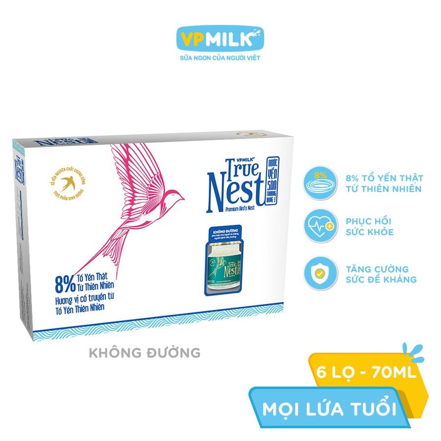 Tổ Yến Nguyên Chất Chưng Gừng Có Đường/Không Đường VPMilk True Nest