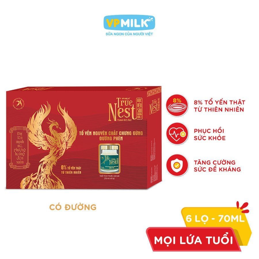 Tổ Yến Nguyên Chất Chưng Gừng Có Đường/Không Đường VPMilk True Nest