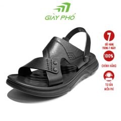 Dép Da Quai Hậu Cao Cấp Màu Đen S921-1