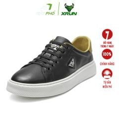GIÀY DA THỂ THAO XRUN SILVER2 L2 MÀU ĐEN GÓT NÂU, DA CỪU 100%, ĐẾ EVA SIÊU NHẸ VÀ ÊM