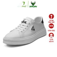 GIÀY DA THỂ THAO XRUN SILVER2 L2  MÀU TRẮNG GÓT ĐEN, DA CỪU 100%, ĐẾ EVA SIÊU NHẸ VÀ ÊM