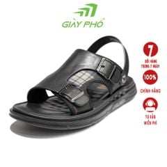 Dép Da Quai Hậu Cao Cấp Màu Đen T6738