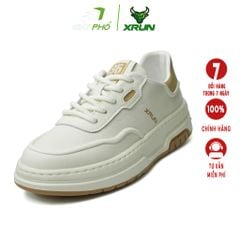 GIÀY DA THỂ THAO XRUN D146-K14 MÀU TRẮNG GÓT NÂU, DA CỪU 100%, ĐẾ EVA SIÊU NHẸ VÀ ÊM