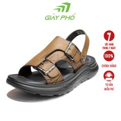 Dép Da Quai Hậu Cao Cấp Màu Nâu Bò C211-6