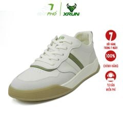 GIÀY DA THỂ THAO XRUN L050 MÀU TRẮNG VẠCH XÁM, DA CỪU 100%, ĐẾ EVA SIÊU NHẸ VÀ ÊM