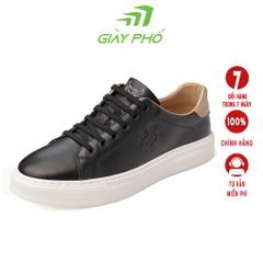 GIÀY DA THỂ THAO XRUN SLIVER 1 MÀU ĐEN GÓT NÂU, DA CỪU 100%, ĐẾ EVA SIÊU NHẸ VÀ ÊM, BẢO HÀNH 6 THÁNG