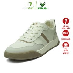 GIÀY DA THỂ THAO XRUN L050 MÀU TRẮNG VẠCH NÂU, DA CỪU 100%, ĐẾ EVA SIÊU NHẸ VÀ ÊM