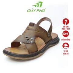 Dép Da Thật 100% Quai Hậu Cao Cấp Màu Nâu 92505