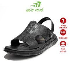 Dép Da Quai Hậu Cao Cấp Màu Đen T6739