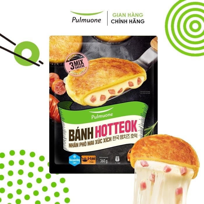  Bánh Hotteok nhân phô mai xúc xích Pulmuone 360g 