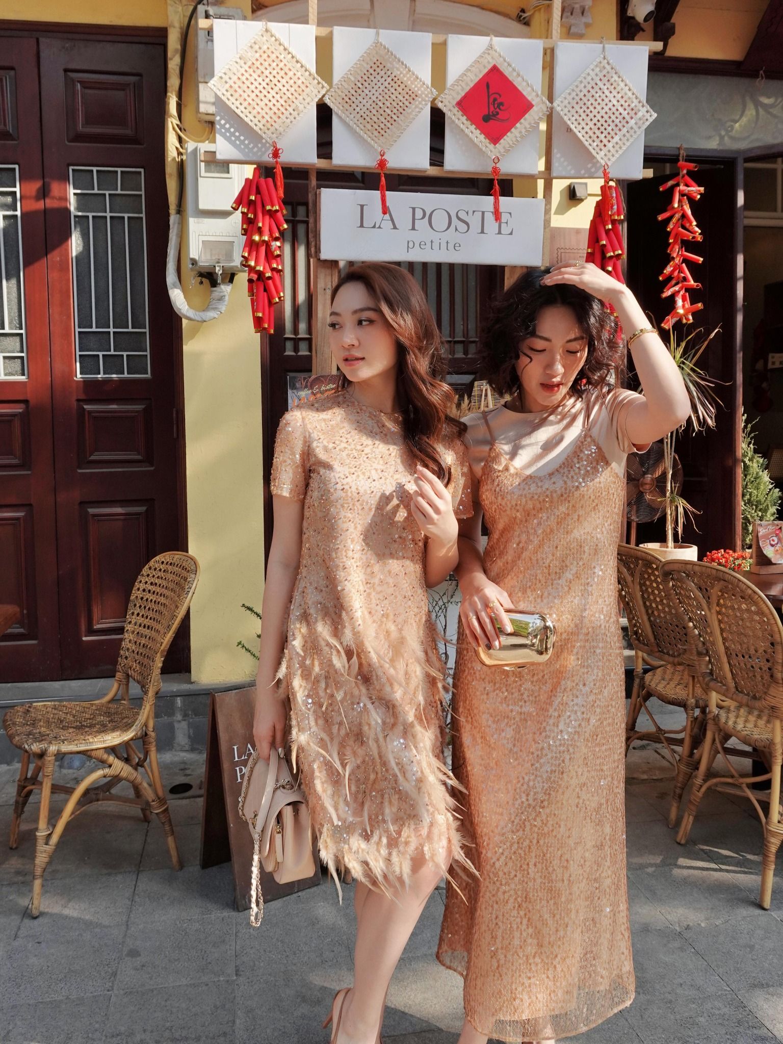  Đầm đính kết lông vũ và hạt | Mauve Mocha dress 