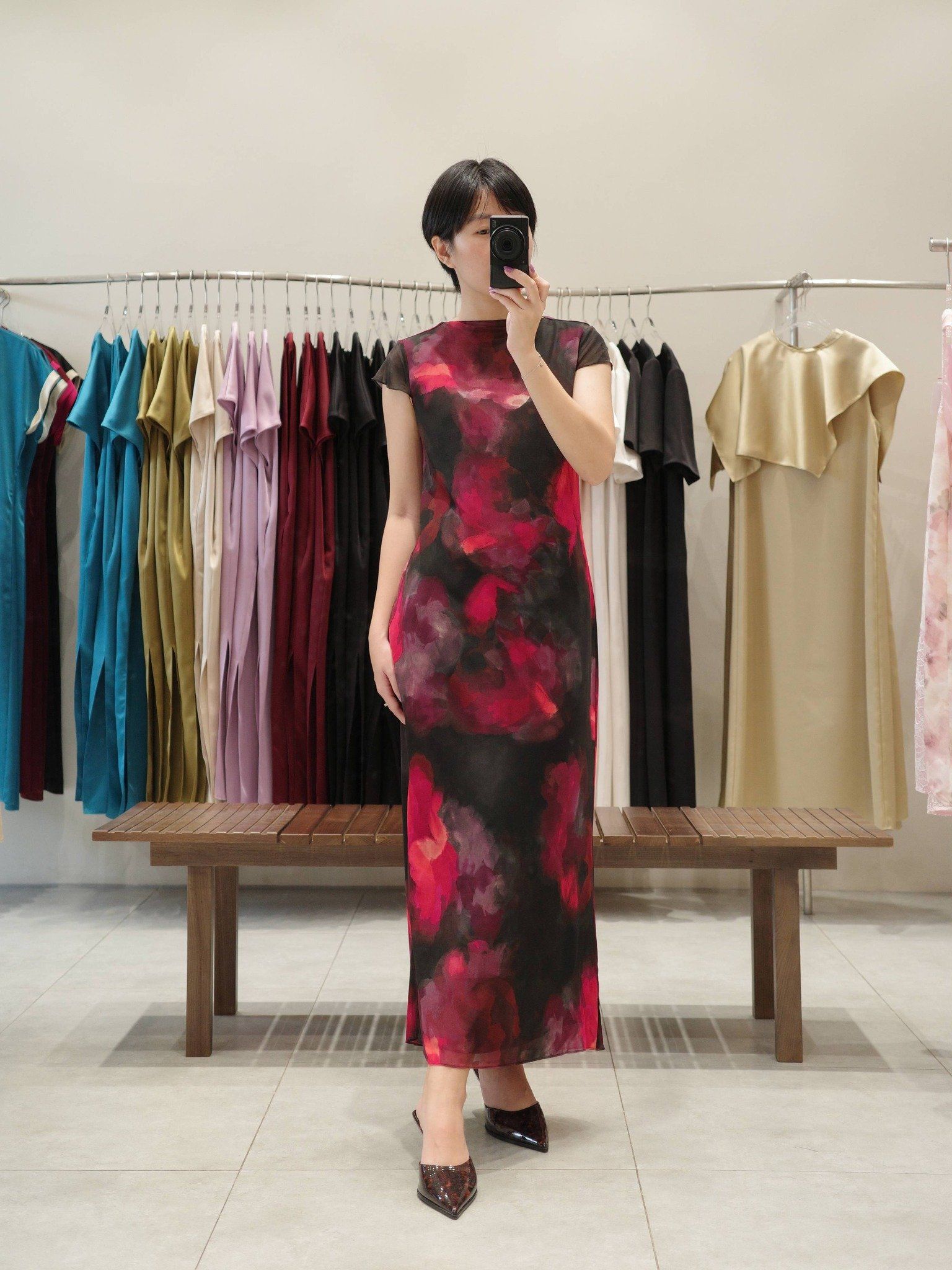  Đầm lụa phối lưới hoa | Mauve Silk Mesh dress 