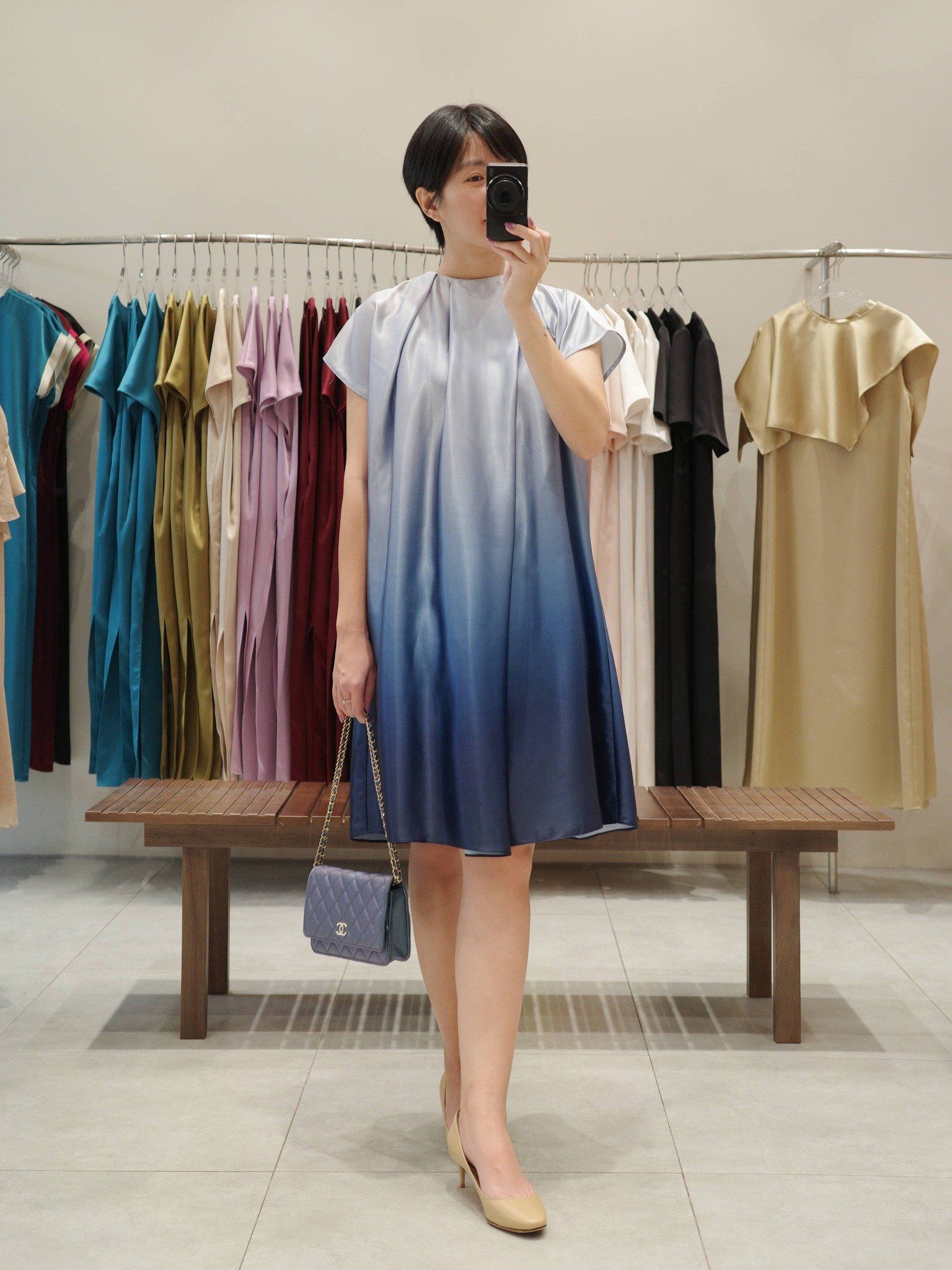  Đầm lụa loang màu thắt nơ | Mauve Ombre dress 