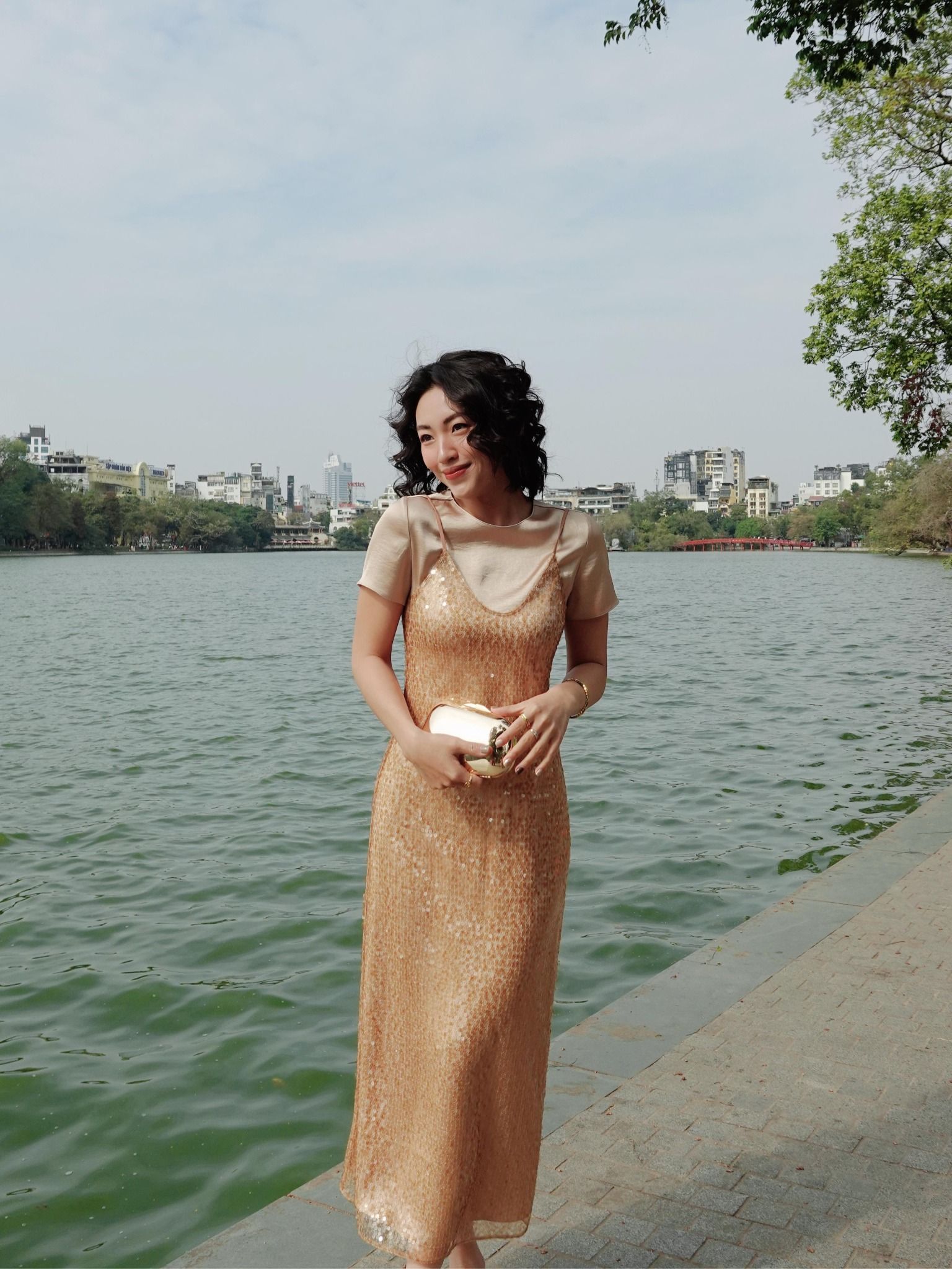  Đầm kim sa phối lụa | Mauve Sequin dress 