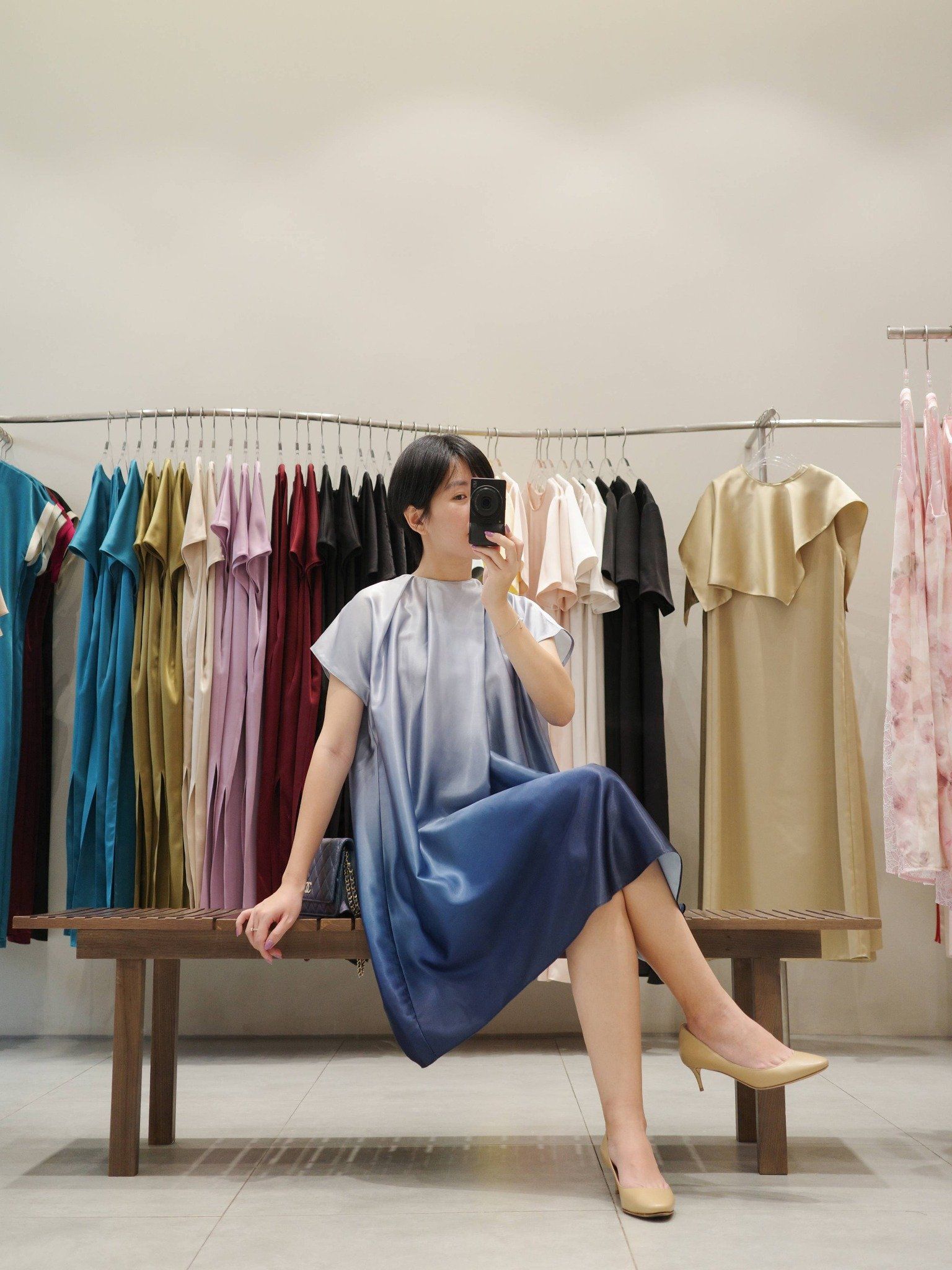  Đầm lụa loang màu thắt nơ | Mauve Ombre dress 