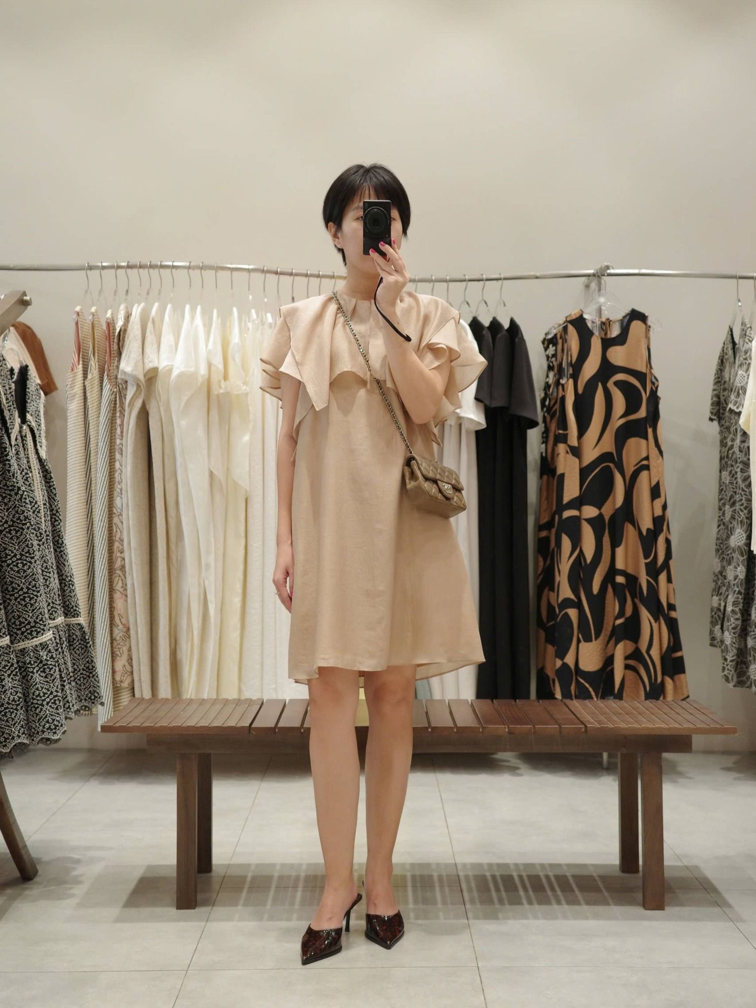  Đầm ngắn tay bèo | Mauve Ruffled Sleeves dress 