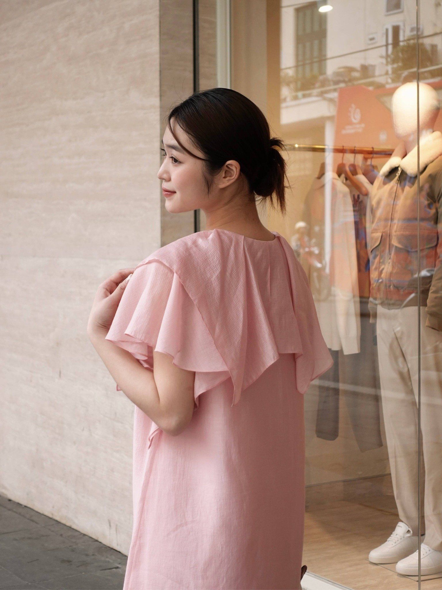  Đầm ngắn tay bèo | Mauve Ruffled Sleeves dress 