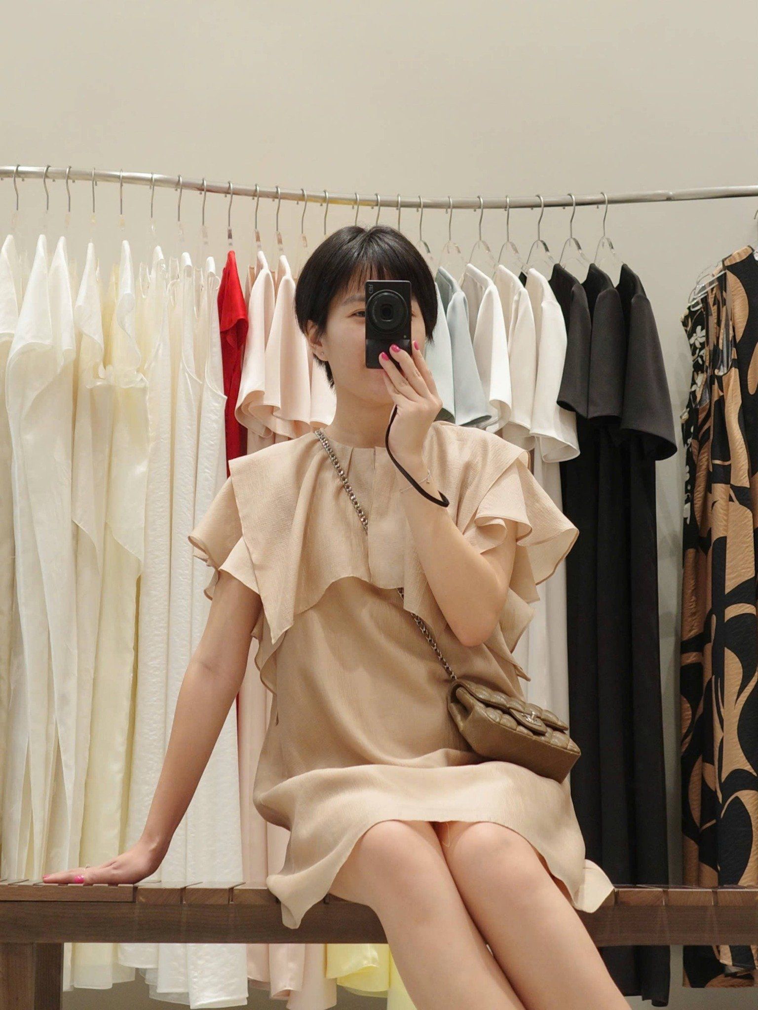  Đầm ngắn tay bèo | Mauve Ruffled Sleeves dress 