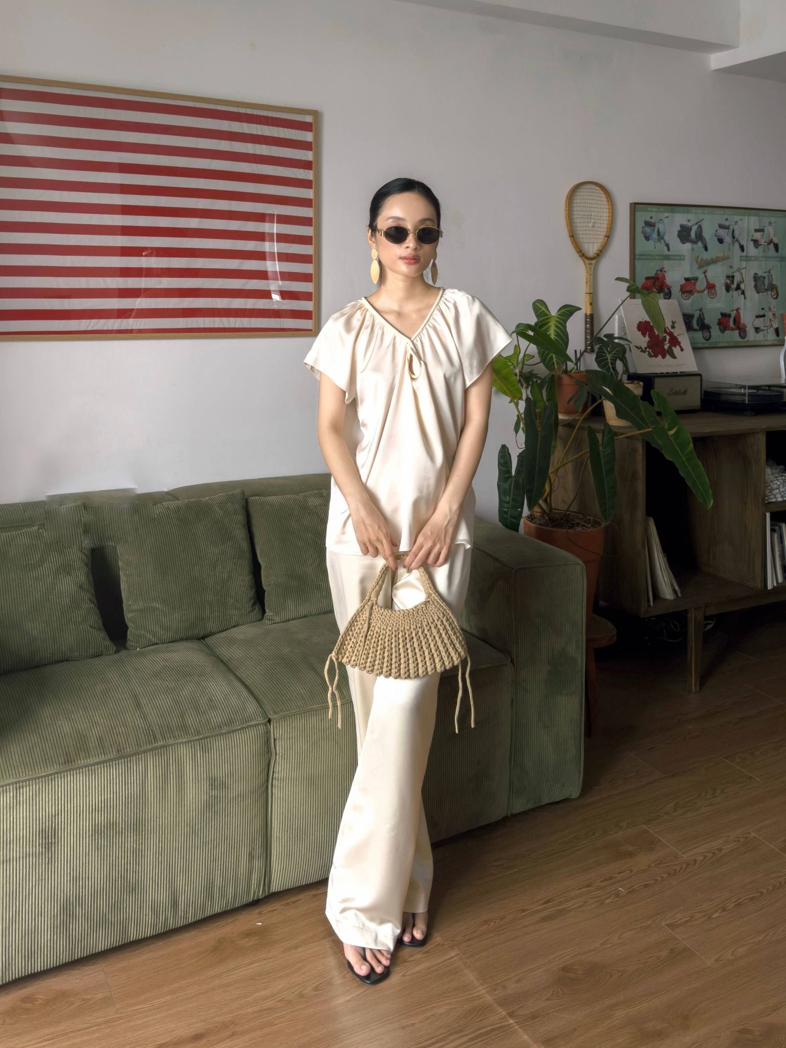  Áo lụa cổ xoắn Mauve Silk Twist top 
