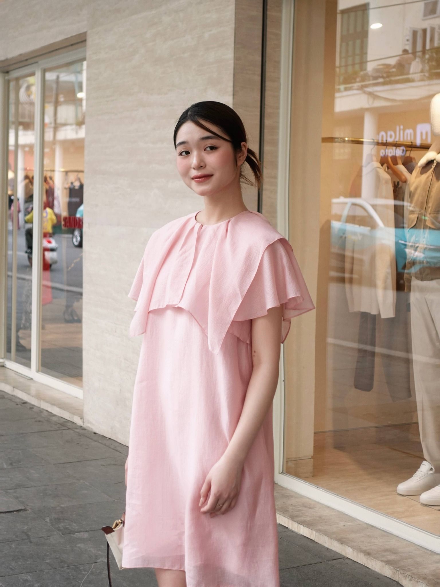  Đầm ngắn tay bèo | Mauve Ruffled Sleeves dress 