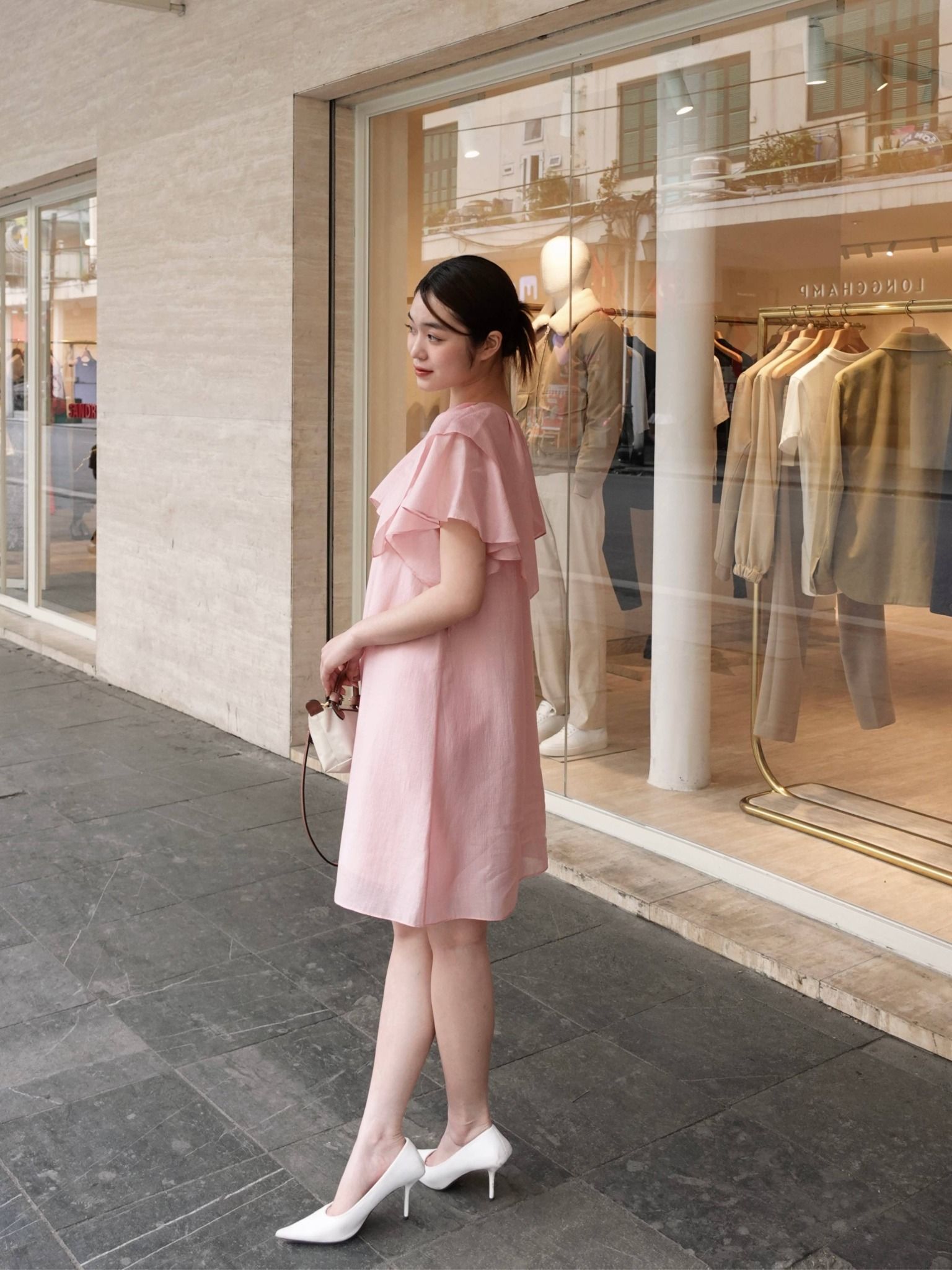  Đầm ngắn tay bèo | Mauve Ruffled Sleeves dress 